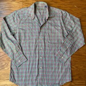 Men’s Alan Flusser Long Sleeve Plaid Button Down Shirt-Size M